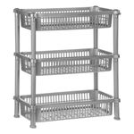 Casa si Gradina - Mobilier - Biblioteci si rafturi - Etajere - Etajera bucatarie, model 3 rafturi, culoare gri, dimensiuni 54.5 x 19.5 x 50.5 cm, plastic - Infinity.ro