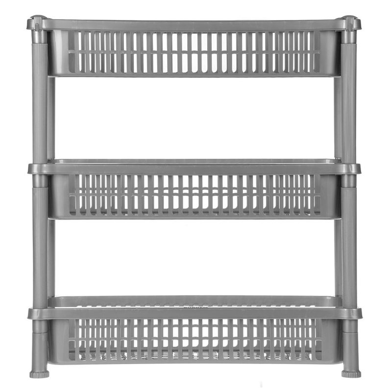 Casa si Gradina - Mobilier - Biblioteci si rafturi - Etajere - Etajera bucatarie, model 3 rafturi, culoare gri, dimensiuni 54.5 x 19.5 x 50.5 cm, plastic - Infinity.ro