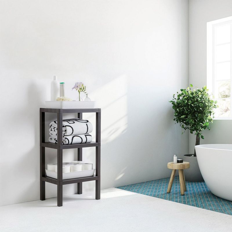 Casa si Gradina - Mobilier - Biblioteci si rafturi - Etajere - Etajera plastic, 3 rafturi, negru, efect de lemn, 38 x 29 x 73.5 cm - Infinity.ro