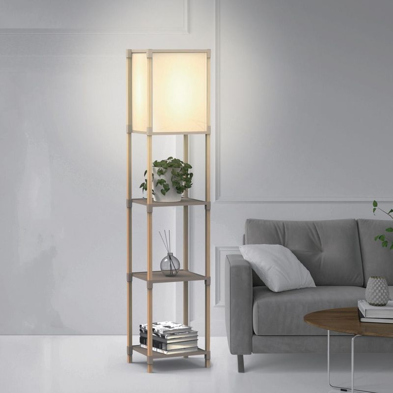 Casa si Gradina - Mobilier - Biblioteci si rafturi - Etajere - Lampa etajera cu rafturi, lemn, 133cm, alb cald - Infinity.ro