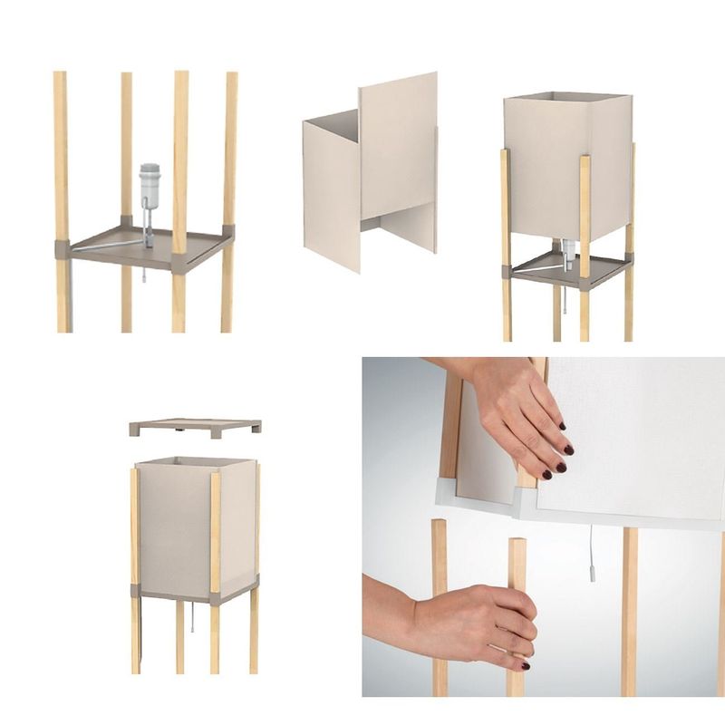 Casa si Gradina - Mobilier - Biblioteci si rafturi - Etajere - Lampa etajera cu rafturi, lemn, 133cm, alb cald - Infinity.ro