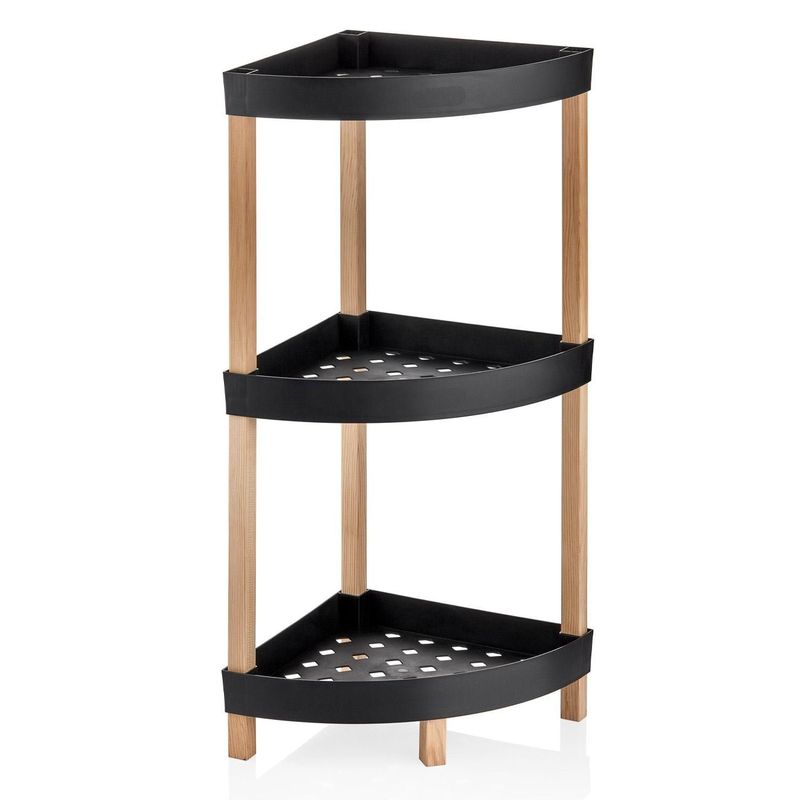 Casa si Gradina - Mobilier - Biblioteci si rafturi - Etajere - Etajera organizatoare, 3 niveluri, dimensiuni 33 x 33 x 80cm, lemn si plastic, negru - Infinity.ro