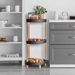 Casa si Gradina - Mobilier - Biblioteci si rafturi - Etajere - Etajera organizatoare, 3 niveluri, dimensiuni 33 x 33 x 80cm, lemn si plastic, negru - Infinity.ro