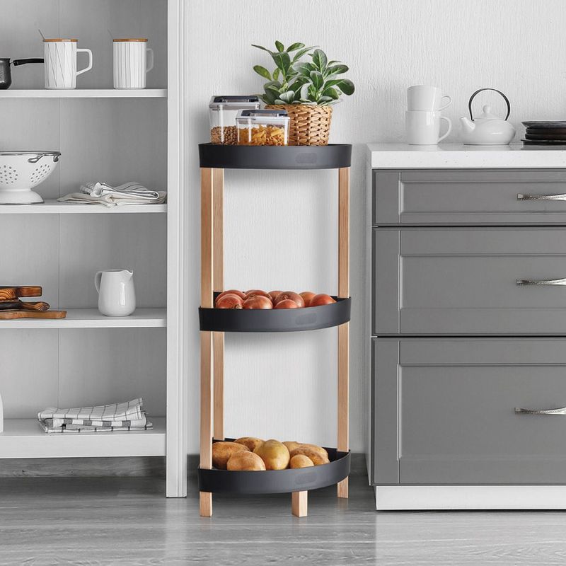 Casa si Gradina - Mobilier - Biblioteci si rafturi - Etajere - Etajera organizatoare, 3 niveluri, dimensiuni 33 x 33 x 80cm, lemn si plastic, negru - Infinity.ro