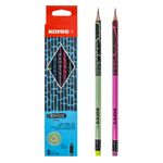 Carti si Birotica - Birotica - Instrumente de scris - Creioane - Set creioane hb kores, modele metalizate, radiera, multicolor, 6 bucati - Infinity.ro
