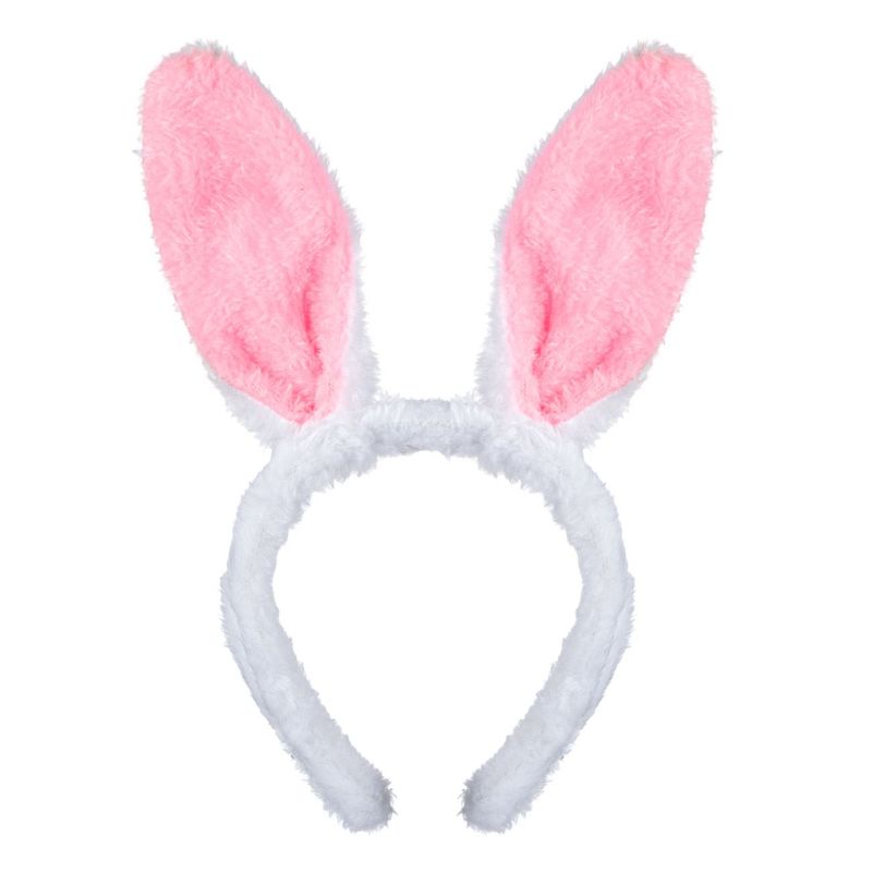 Fashion, accesorii si bijuterii - Copii - Accesorii copii - Accesorii pentru par copii - Bentita iepuras, model urechi, culoare alb roz - Infinity.ro