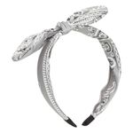 Fashion, accesorii si bijuterii - Copii - Accesorii copii - Accesorii pentru par copii - Bentita par fete, model paisley, culoare gri, cu funda - Infinity.ro