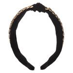 Fashion, accesorii si bijuterii - Femei - Accesorii femei - Accesorii pentru par femei - Bentita par dama, neagra, latime mare, nod si lant auriu - Infinity.ro