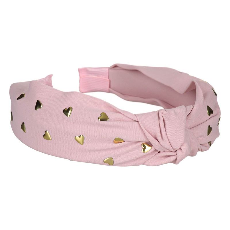 Fashion, accesorii si bijuterii - Copii - Accesorii copii - Accesorii pentru par copii - Bentita par copii, nod, inimi aurii, roz - Infinity.ro