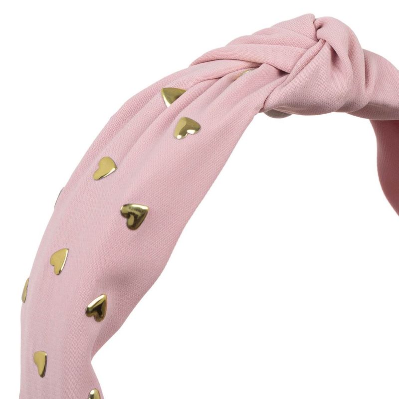 Fashion, accesorii si bijuterii - Copii - Accesorii copii - Accesorii pentru par copii - Bentita par copii, nod, inimi aurii, roz - Infinity.ro