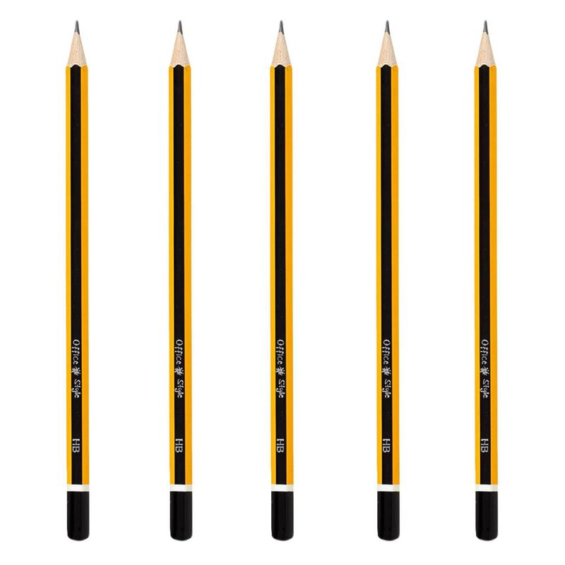 Carti si Birotica - Birotica - Instrumente de scris - Creioane - Set creioane hb, office style, negre si galbene, cu radiera si ascutitoare metalica, 7 piese - Infinity.ro