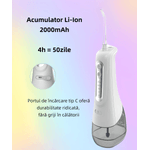 Ingrijire personala si Cosmetice - Igiena dentara - Irigatoare bucale - Irigator oral YARCO, Presiune reglabila (DIY) 30-140psi, Jet 1800 pulsatii/min, Baterie durabila, Rezervor 300ml detasabil, 5 capete+geanta, Alb - Infinity.ro