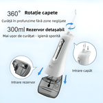 Ingrijire personala si Cosmetice - Igiena dentara - Irigatoare bucale - Irigator oral YARCO, Presiune reglabila (DIY) 30-140psi, Jet 1800 pulsatii/min, Baterie durabila, Rezervor 300ml detasabil, 5 capete+geanta, Alb - Infinity.ro