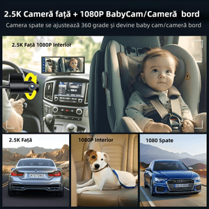 Navigatie Multimedia YARCO, 10.26”, Camera dubla 2.5K/1080P, IPS HD, Detasabil, CarPlay/AndroidAuto, BT, FM, AUX, TF card 64GB