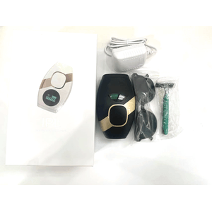 Epilator IPL cu Display LCD,  5 trepte, Corp si Fata, Mod Automat si Manual,  Femei si Barbati, 999.999 pulsatii, Negru, Aparat de Ras si Ochelari