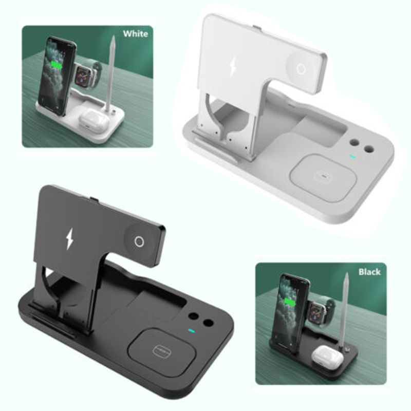 Laptop, Telefoane si Tablete - Telefoane mobile si accesorii - Accesorii Telefoane - Incarcatoare telefoane - Statie incarcare 4 in 1 YARCO, tehnologie oilbrush, Apple pen, iWatch, Universal smartphone, Alb, 21W, Fast Charge + Cablu viteza C la C - Infinity.ro