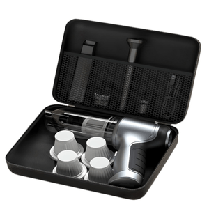 Aspirator portabil YARCO cu borseta si 4 filtre, 3 in 1, 2 viteze (Normal/Turbo), 5 accesorii, Senzor On/Off, Silver, Casa/Auto/Office, Argintiu