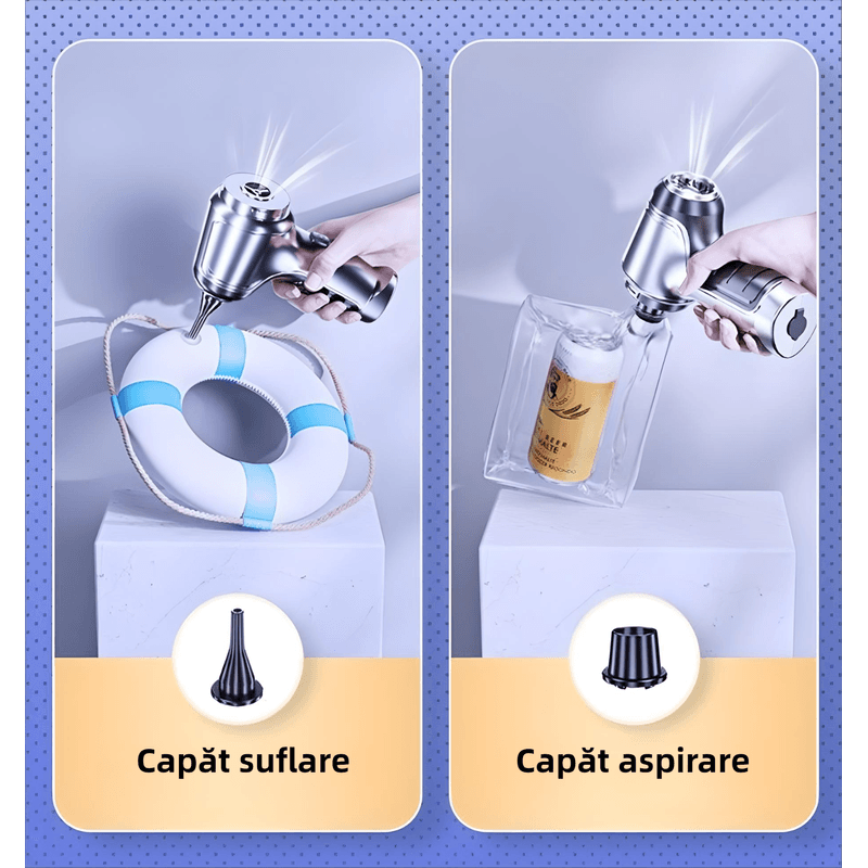 Auto si Moto - Electrice auto - Alte accesorii electrice auto - Aspirator portabil YARCO cu borseta si 4 filtre, 3 in 1, 2 viteze (Normal/Turbo), 5 accesorii, Senzor On/Off, Silver, Casa/Auto/Office, Argintiu - Infinity.ro