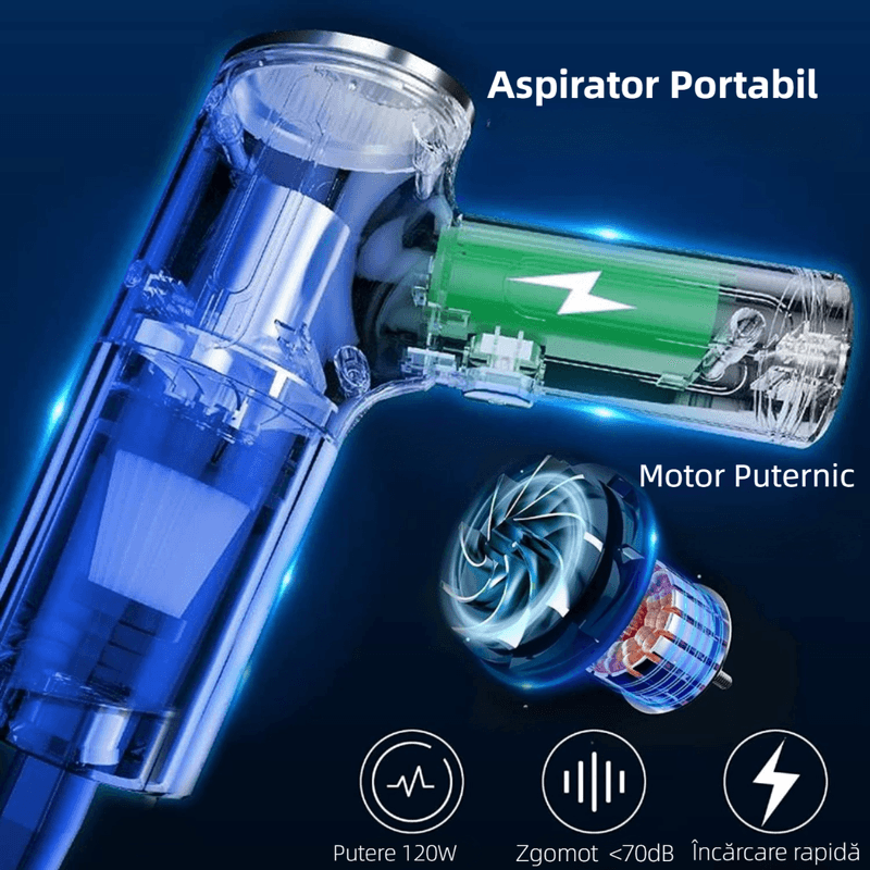 Auto si Moto - Electrice auto - Alte accesorii electrice auto - Aspirator portabil YARCO cu borseta si 4 filtre, 3 in 1, 2 viteze (Normal/Turbo), 5 accesorii, Senzor On/Off, Silver, Casa/Auto/Office, Argintiu - Infinity.ro