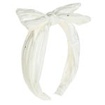 Fashion, accesorii si bijuterii - Copii - Accesorii copii - Accesorii pentru par copii - Bentita par lata, funda, strass argintiu, culoare alb, pentru copii - Infinity.ro