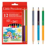 Carti si Birotica - Birotica - Instrumente de scris - Creioane - Set creioane colorate little president, 12 bucati, gros, bicolor, multicolor - Infinity.ro