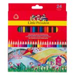 Carti si Birotica - Birotica - Instrumente de scris - Creioane - Set creioane colorate triunghiulare, little president, 24 bucati, multicolor - Infinity.ro