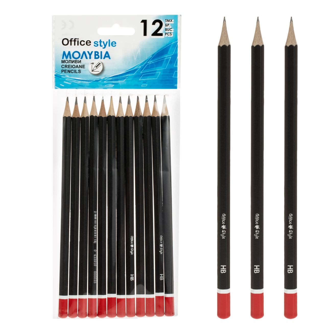 Set creioane hb, 12 bucati, negru si rosu