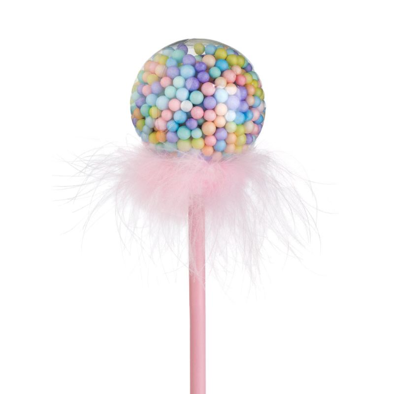 Carti si Birotica - Birotica - Instrumente de scris - Creioane - Creion 3d, topper bila cu pene, roz, 23cm - Infinity.ro