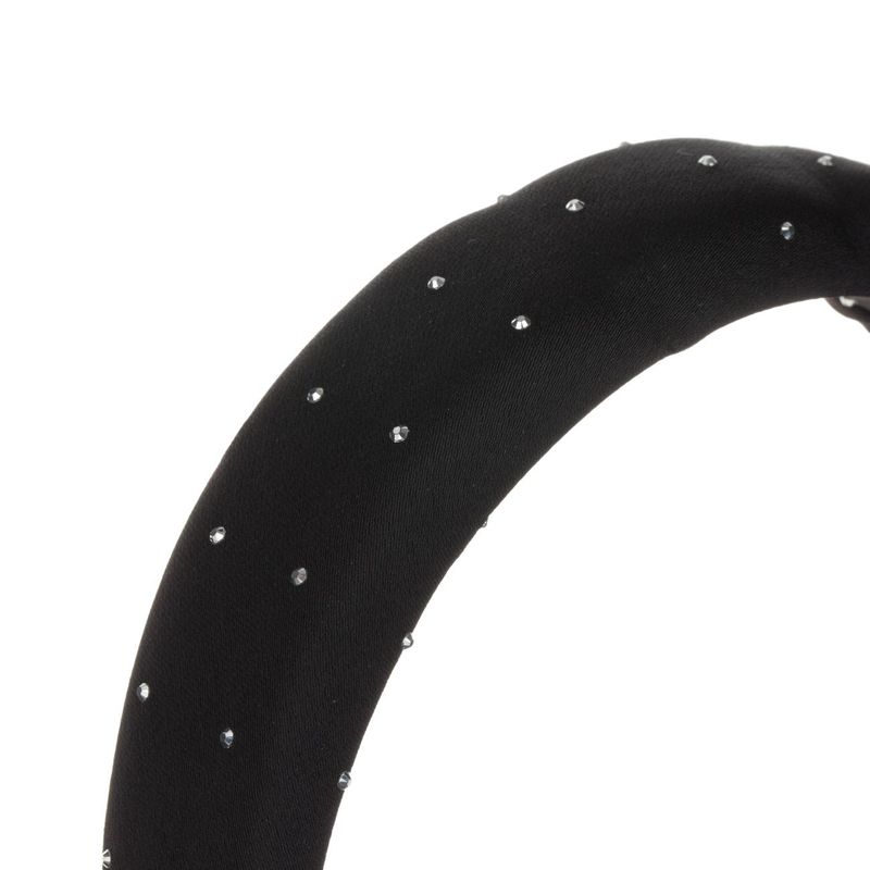 Fashion, accesorii si bijuterii - Femei - Accesorii femei - Accesorii pentru par femei - Bentita par, puffy, strasuri albe, negru - Infinity.ro