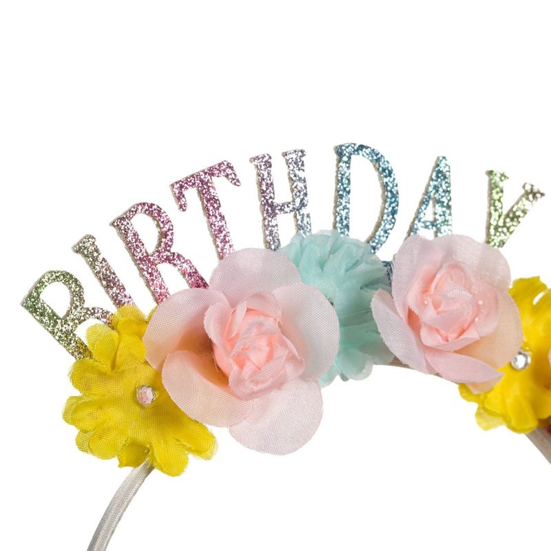 Casa si Gradina - Decoratiuni - Decoratiuni petrecere - Accesorii pentru petrecere - Coronita petrecere, multicolor, flori colorate, mesaj birthday girl - Infinity.ro