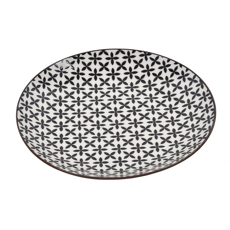 Casa si Gradina - Bucatarie si vesela - Vesela si tacamuri - Farfurii si boluri - Farfurie intinsa, portelan, model flori, alb/negru, 19cm - Infinity.ro