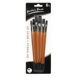 Carti si Birotica - Rechizite - Pictura si desen - Pensule si accesorii pictura - Set pensule pictura, model necunoscut, maner lemn, varf nylon, culoare maro-negru, 6 bucati - Infinity.ro