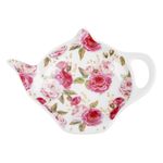 Casa si Gradina - Bucatarie si vesela - Vesela si tacamuri - Farfurii si boluri - Farfurie ceai new bone, model trandafiri, alb si roz, 12 x 8.5cm - Infinity.ro