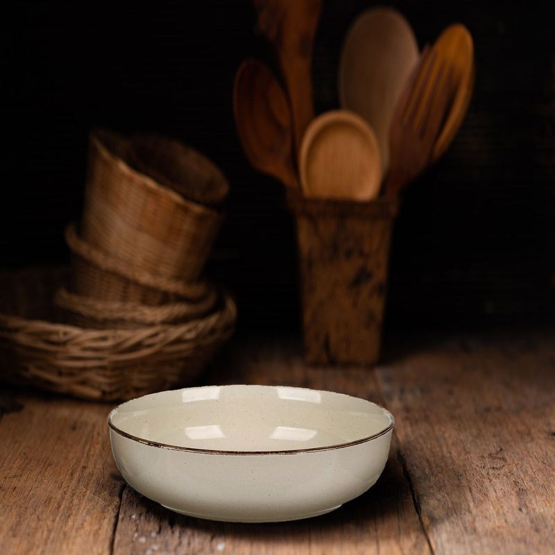 Casa si Gradina - Bucatarie si vesela - Vesela si tacamuri - Farfurii si boluri - Farfurie adanca ceramica, nordic style, diametru 20cm, bej - Infinity.ro