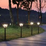 Casa si Gradina - Corpuri si surse de iluminat - Iluminat exterior - Lampi solare - Lampi solare, stick lantern, bec 10 lumeni, negru, 44cm - Infinity.ro