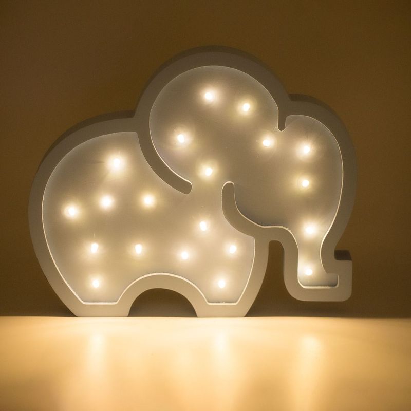 Casa si Gradina - Corpuri si surse de iluminat - Veioze si lampi - Lampi de veghe copii - Lampa decorativa led, elefant, albastru, lemn, 27 x 3 x 22.5cm, 20 becuri led - Infinity.ro