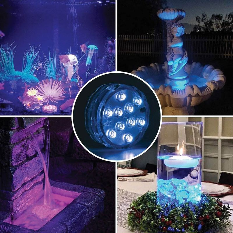 Casa si Gradina - Corpuri si surse de iluminat - Veioze si lampi - Lampi de veghe - Lampa led submersibila, rgb, 10 led, rezistenta la apa, multicolor, telecomanda inclusa - Infinity.ro