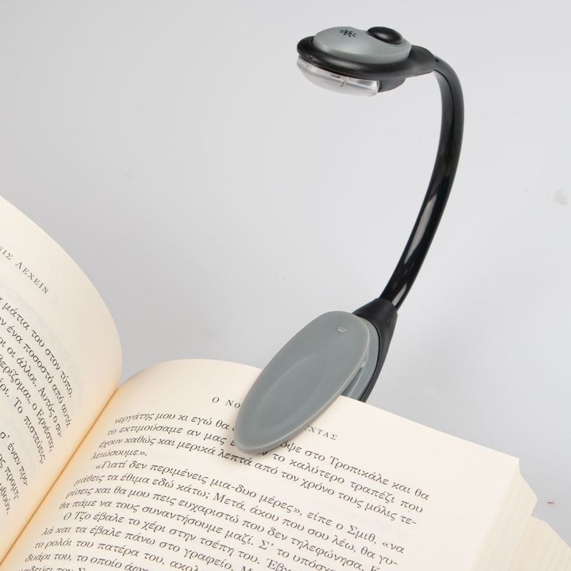 Casa si Gradina - Corpuri si surse de iluminat - Veioze si lampi - Lampi de veghe - Lampa lectura, model led, clip inclus, culoare negru-gri, alimentare baterii - Infinity.ro