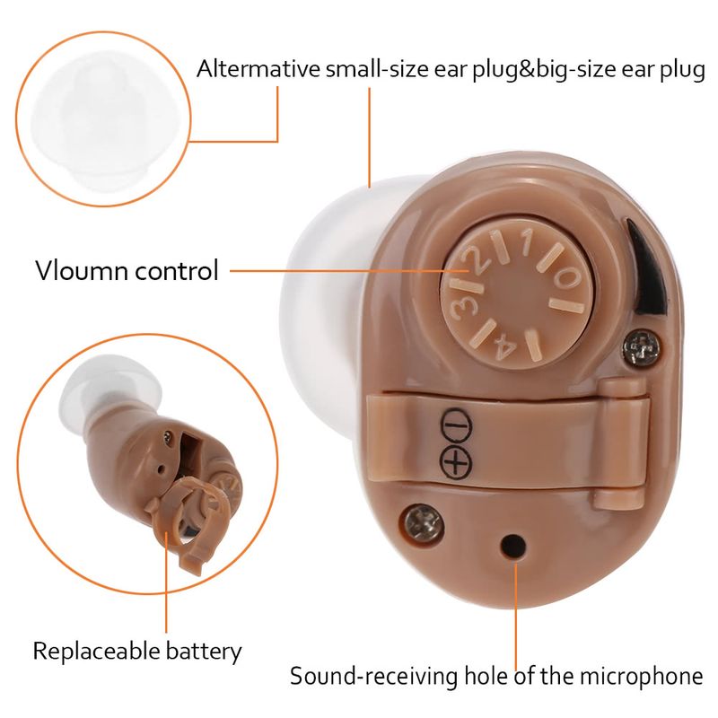 Ingrijire personala si Cosmetice - Sanatate si wellness - Aparate medicale - Aparate auditive - Aparat Auditiv MRG MK82, cu cutie de Protectie, Volum Reglabil, 120 dB,Bej - Infinity.ro