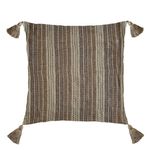 Casa si Gradina - Textile si covoare - Lenjerii de pat - Fete de perna - Fata de perna decorativa, model cu dungi si ciucuri, maro, 43 x 42cm - Infinity.ro