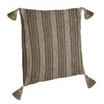 Casa si Gradina - Textile si covoare - Lenjerii de pat - Fete de perna - Fata de perna decorativa, model cu dungi si ciucuri, maro, 43 x 42cm - Infinity.ro