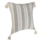 Casa si Gradina - Textile si covoare - Lenjerii de pat - Fete de perna - Fata de perna decorativa, model cu dungi si ciucuri, bumbac, ecru gri, 43 x 42cm - Infinity.ro