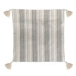 Casa si Gradina - Textile si covoare - Lenjerii de pat - Fete de perna - Fata de perna decorativa, model cu dungi si ciucuri, bumbac, ecru gri, 43 x 42cm - Infinity.ro