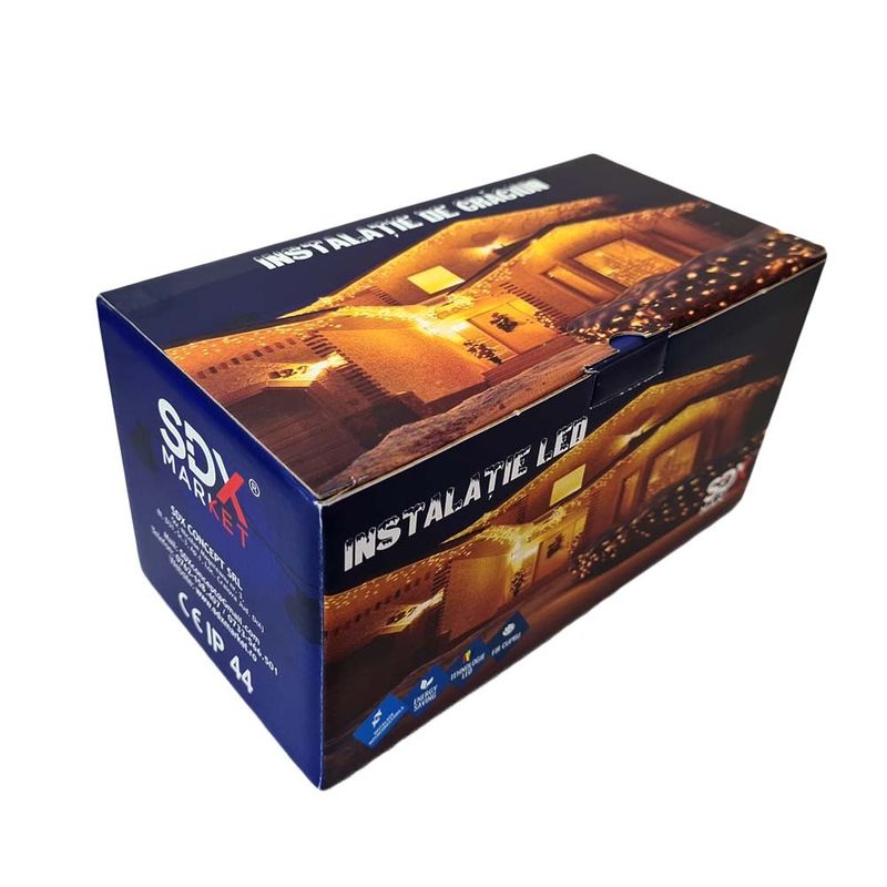 Casa si Gradina - Decoratiuni - Decoratiuni de sezon - Instalatie de Craciun 8 m Franj FLASH Alba Calda, 252 leduri, 9012WW - Infinity.ro