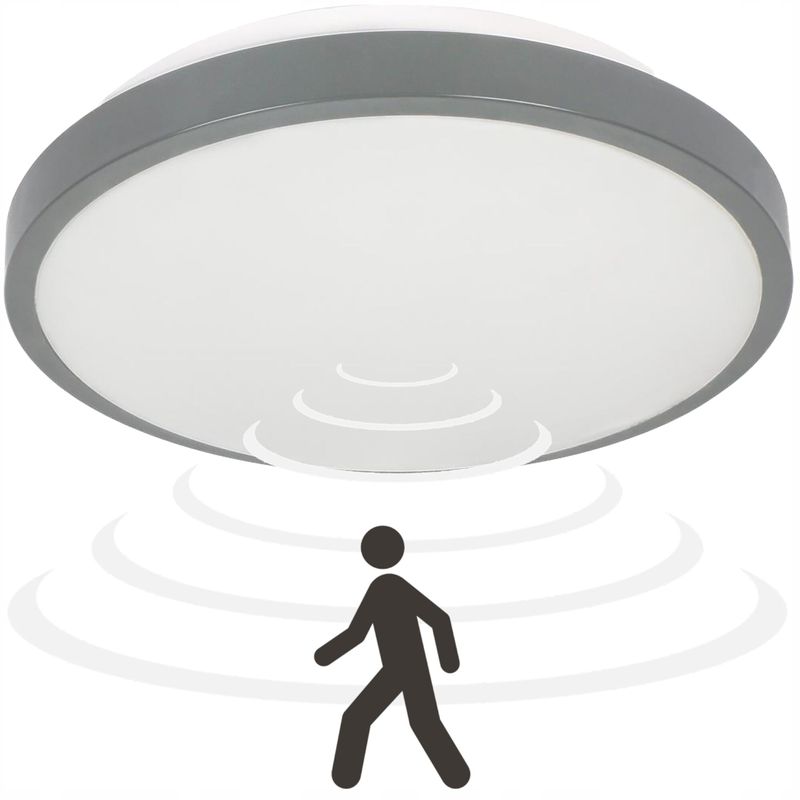 Casa si Gradina - Corpuri si surse de iluminat - Plafoniere, aplice si spoturi - Plafoniera VIRONE SELENE CL/2XE27-10MV/G, 2xE27, max. 2x60W, senzor de miscare, IP54, IK07, metal/plastic, gri - Infinity.ro