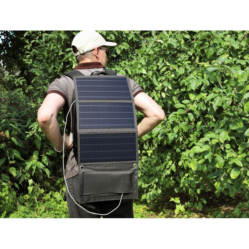 Casa si Gradina - Electrice - Panouri solare si accesorii - Sisteme panouri solare - Panou solar Technaxx TX-207, 21W, pliabil, 2 x USB-A, dimensiune 81 x 29 x 3 cm, negru - Infinity.ro