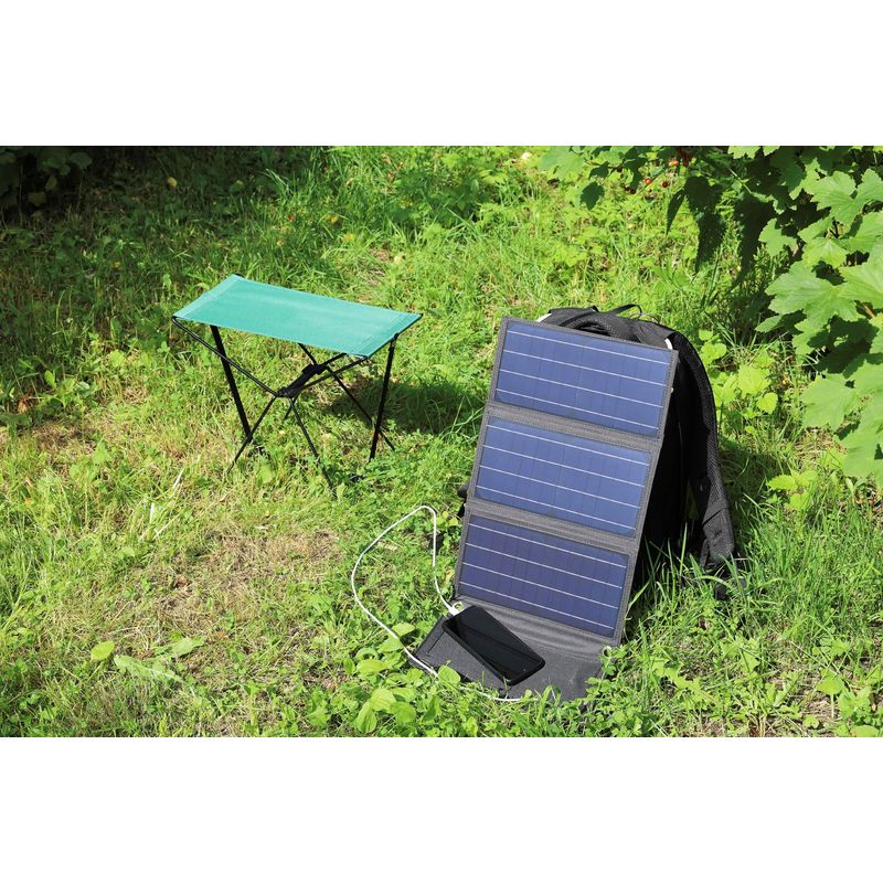Casa si Gradina - Electrice - Panouri solare si accesorii - Sisteme panouri solare - Panou solar Technaxx TX-207, 21W, pliabil, 2 x USB-A, dimensiune 81 x 29 x 3 cm, negru - Infinity.ro
