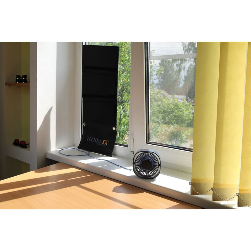 Casa si Gradina - Electrice - Panouri solare si accesorii - Sisteme panouri solare - Panou solar Technaxx TX-207, 21W, pliabil, 2 x USB-A, dimensiune 81 x 29 x 3 cm, negru - Infinity.ro