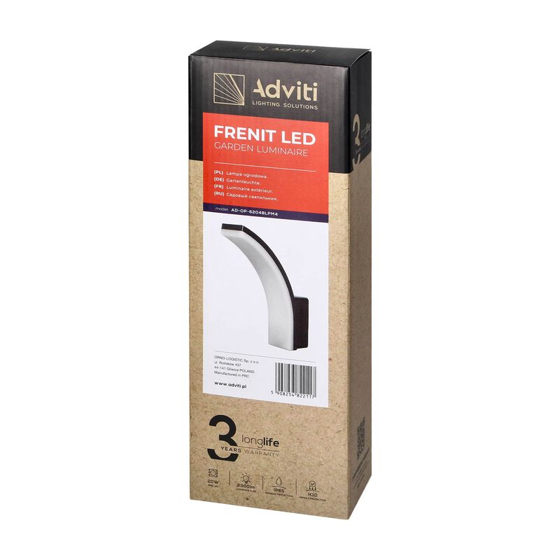 Casa si Gradina - Corpuri si surse de iluminat - Plafoniere, aplice si spoturi - Aplica de gradina ADVITI Frenit AD-OP-6204BLPM4, 20W, LED SMD, 2300lm, IP65, 4000K, negru - Infinity.ro