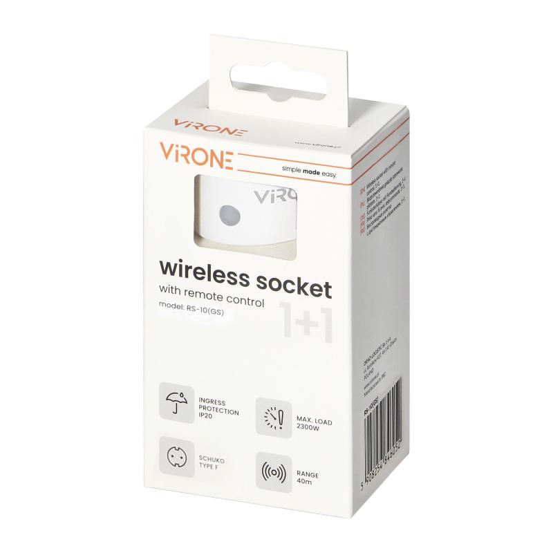 Casa si Gradina - Electrice - Prize - Mini priza wireless VIRONE RS-10(GS), 2300W, schuko, IP20, telecomanda, alba - Infinity.ro